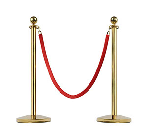 gold and red velvet stanchions